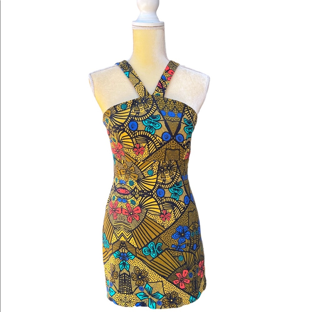 Zara Multicolor Floral Print Mini Dress - Yellow, Blue, Pink